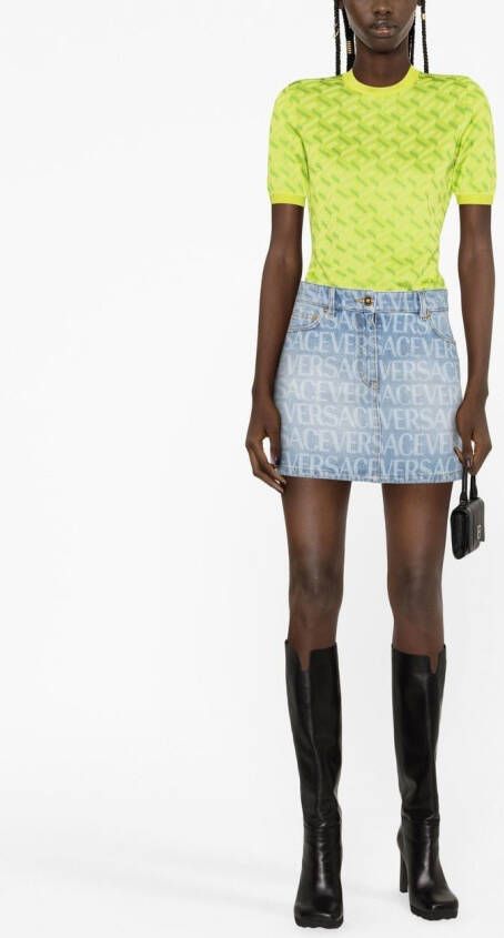 Versace Top met Greca print Groen