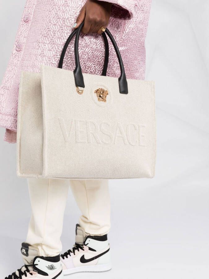 Versace La Medusa canvas shopper Beige