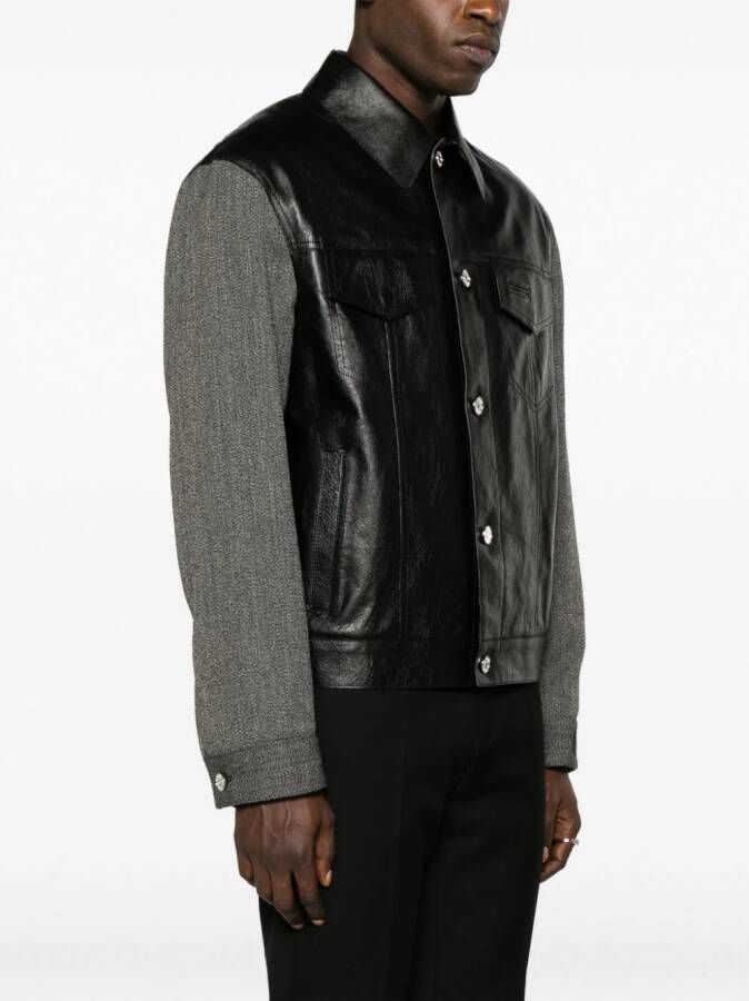 Versace Leren jack Zwart