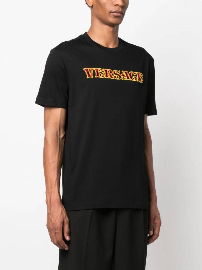 Versace T-shirt met logopatch Zwart