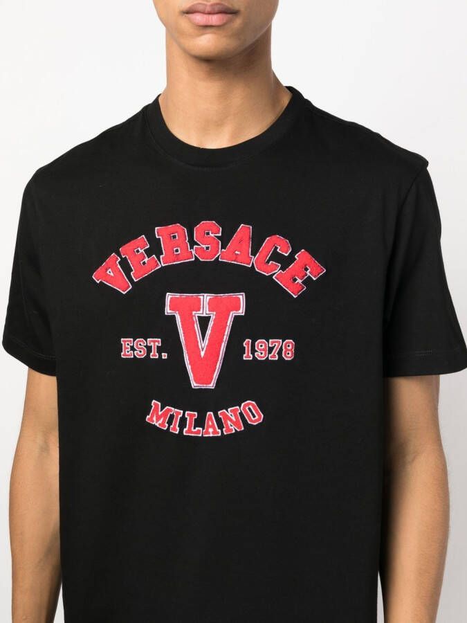 Versace T-shirt met logo-applicatie Zwart