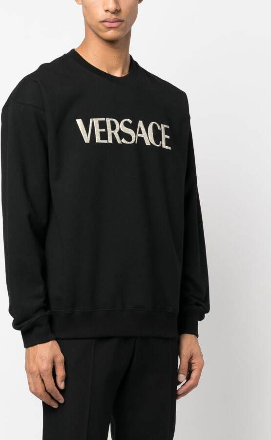 Versace Trui met geborduurd logo Zwart