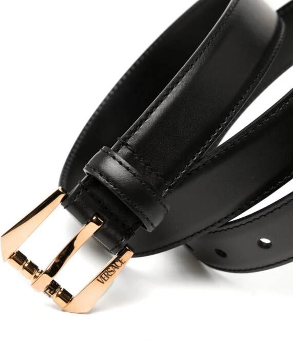 Versace Riem met gegraveerd logo Zwart