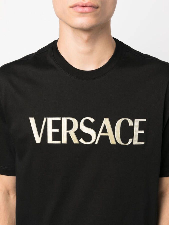Versace T-shirt met logoprint Zwart