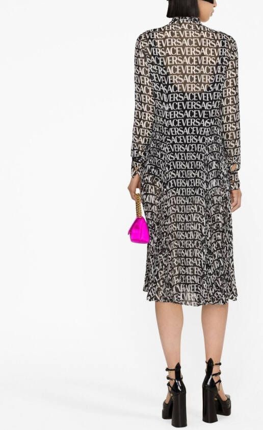 Versace Midi-jurk met logoprint Zwart