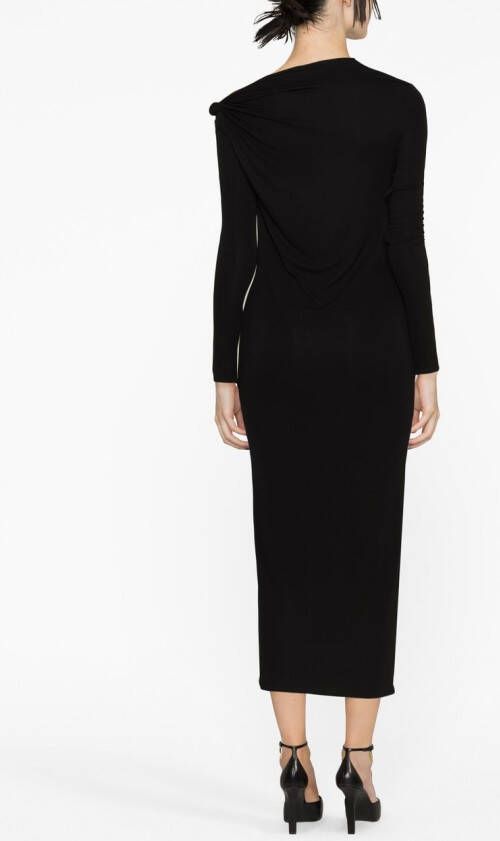 Versace Midi-jurk met lange mouwen Zwart