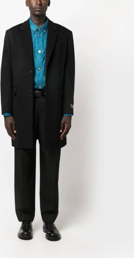 Versace Mantel met enkele rij knopen Zwart