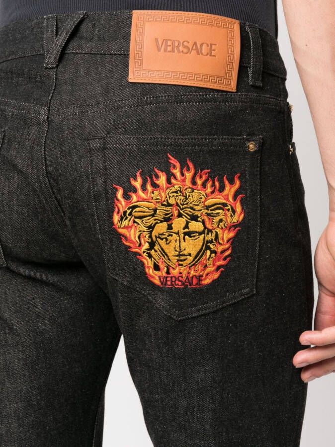 Versace Medusa Flame straight jeans Zwart