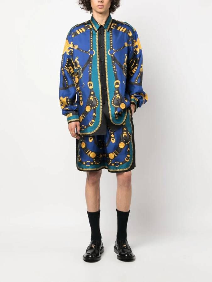 Versace Medusa Saddle zijden shorts Blauw
