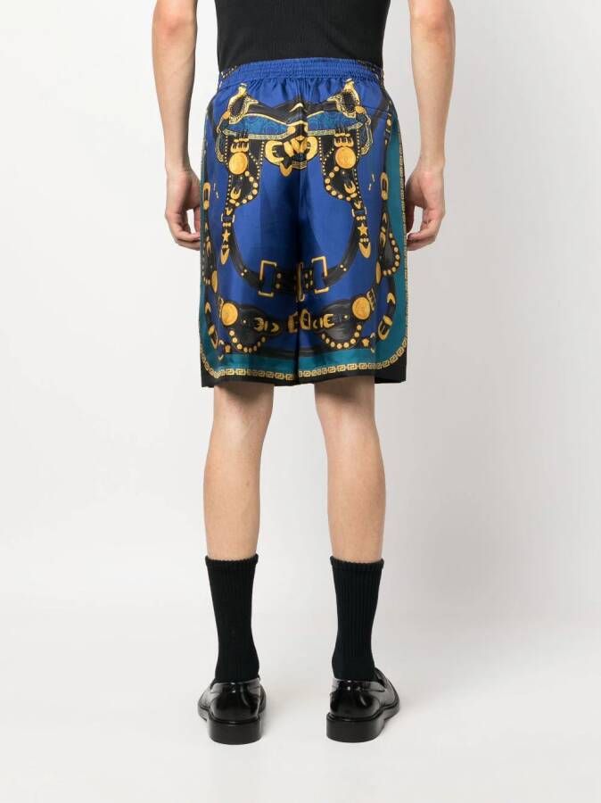 Versace Medusa Saddle zijden shorts Blauw