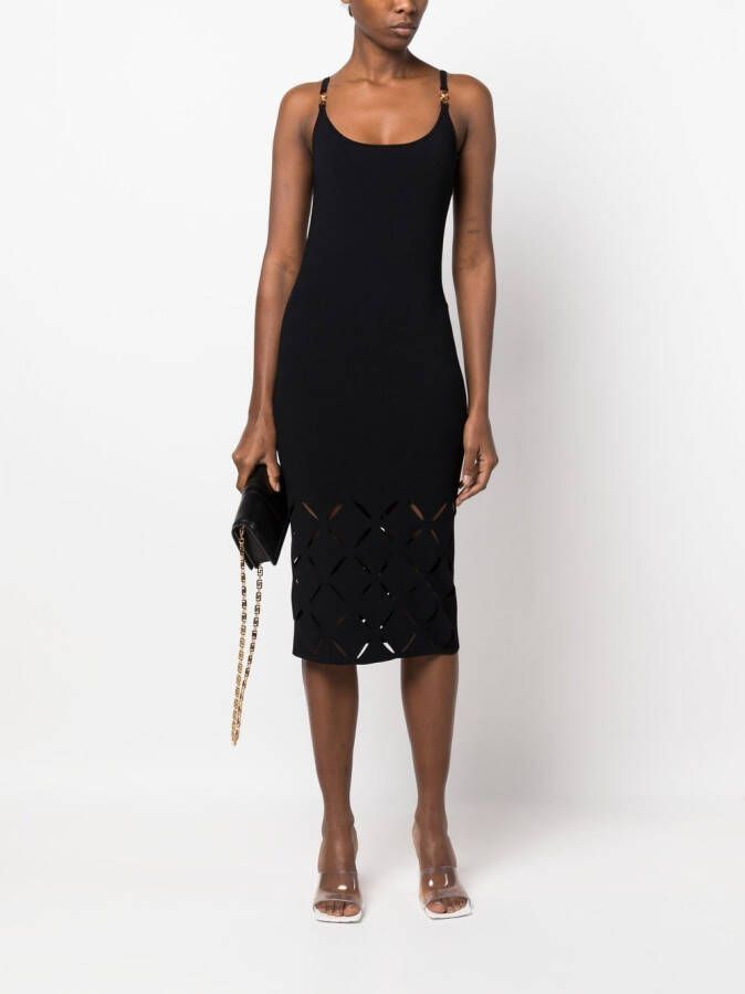 Versace Midi-jurk met Medusa plakkaat Zwart