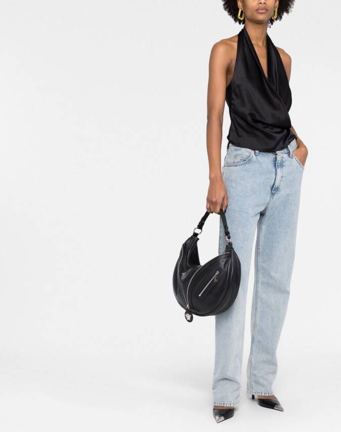 Versace Schoudertas met logo's Zwart