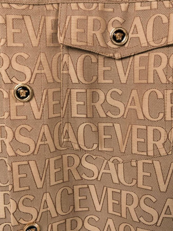 Versace Shirtjack met Allover-print Bruin
