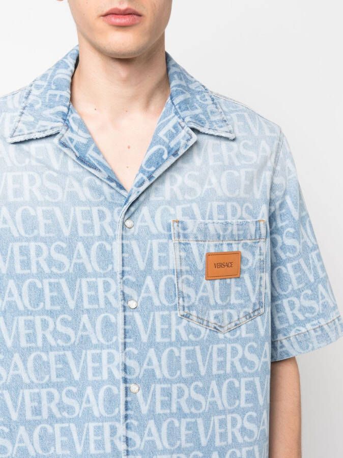 Versace Allover denim overhemd Blauw