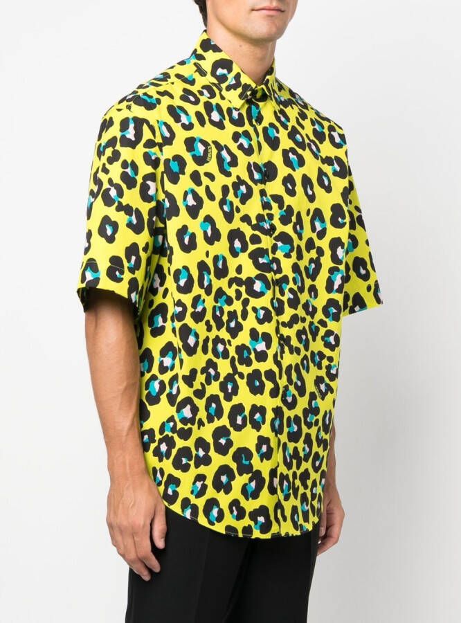 Versace Overhemd met luipaardprint Geel