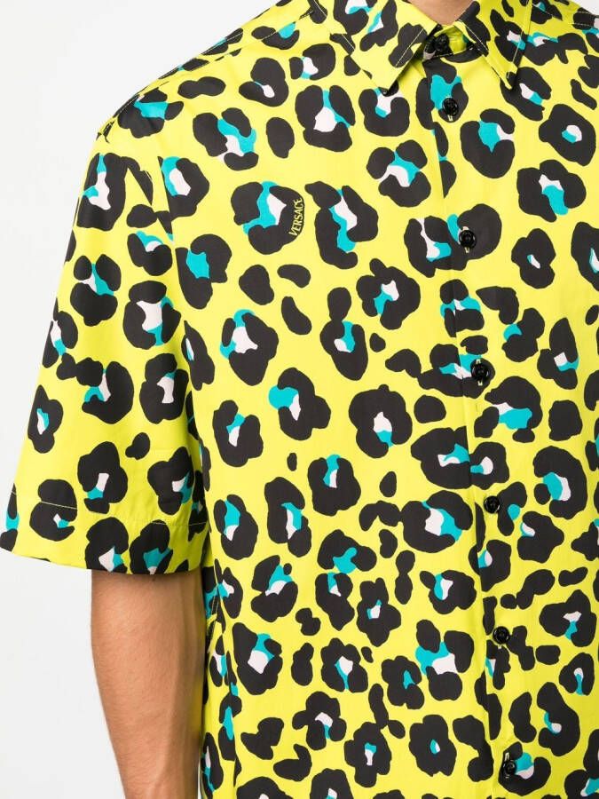 Versace Overhemd met luipaardprint Geel