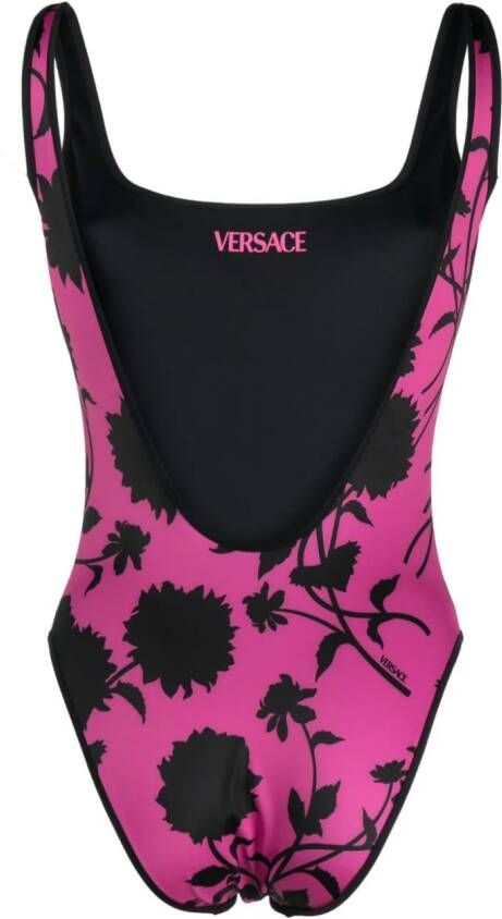 Versace Badpak met palmboomprint Zwart