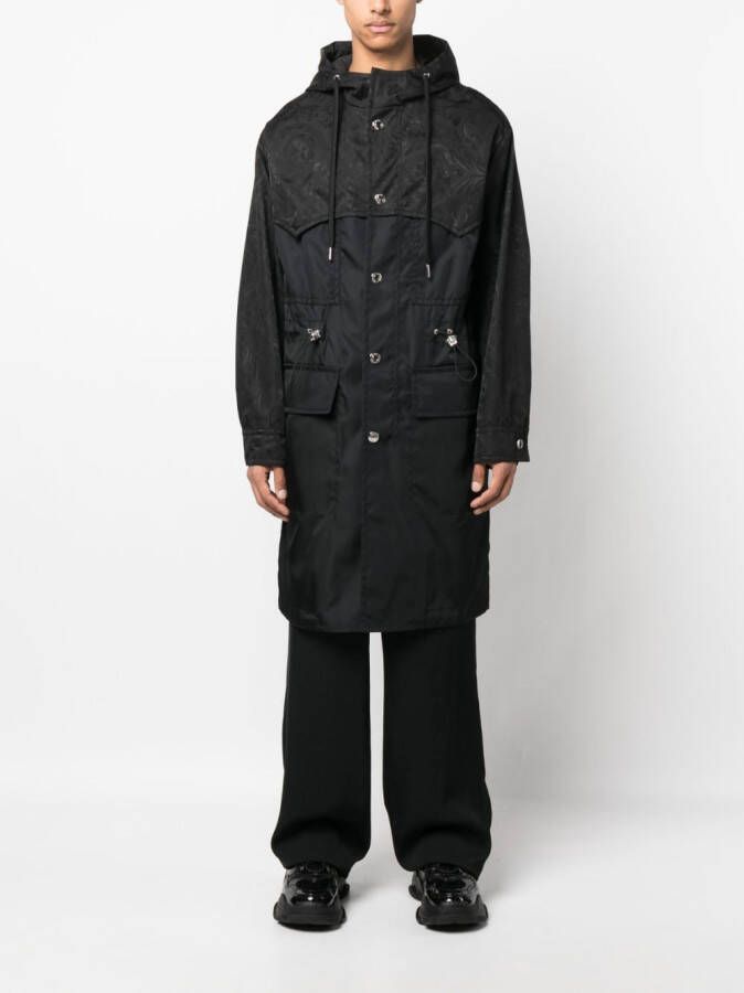 Versace Barocco Silhouette jacquard parka Zwart