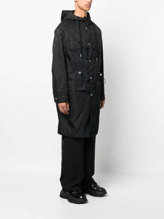 Versace Barocco Silhouette jacquard parka Zwart