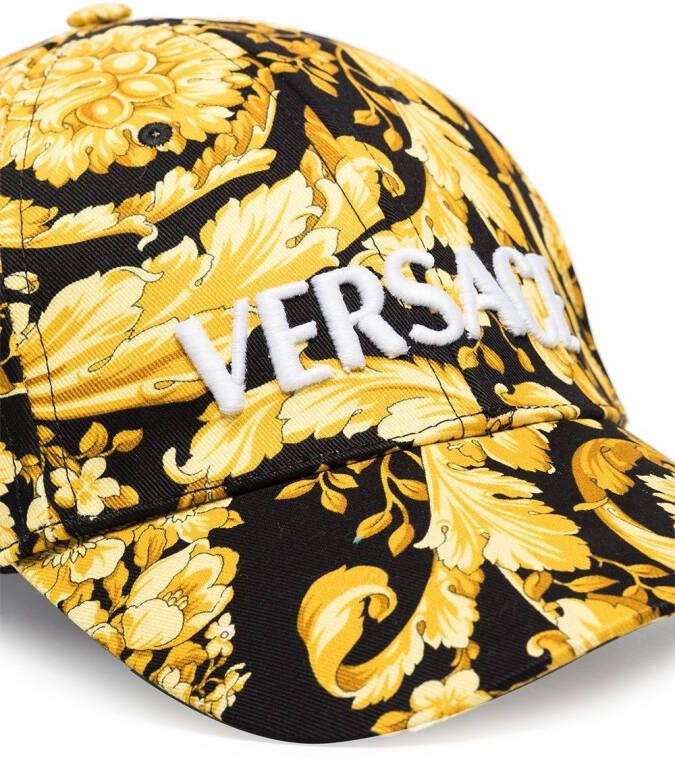 Versace Honkbalpet met barok borduurwerk Zwart