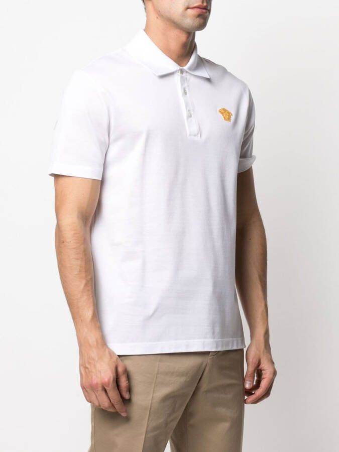Versace Poloshirt met borduurde Medusa Wit