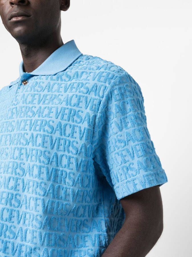 Versace Poloshirt met jacquard Blauw