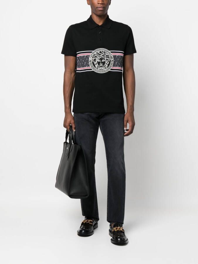 Versace Poloshirt met Medusa-print Zwart