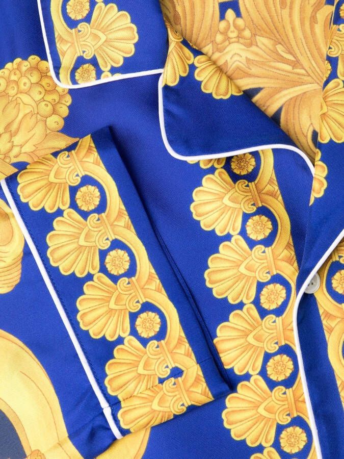 Versace Pyjamatop met barokprint Blauw