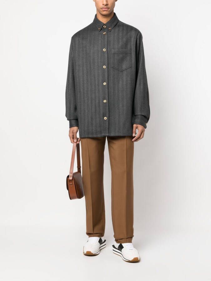 Versace Kasjmier shirtjack met visgraatpatroon Grijs