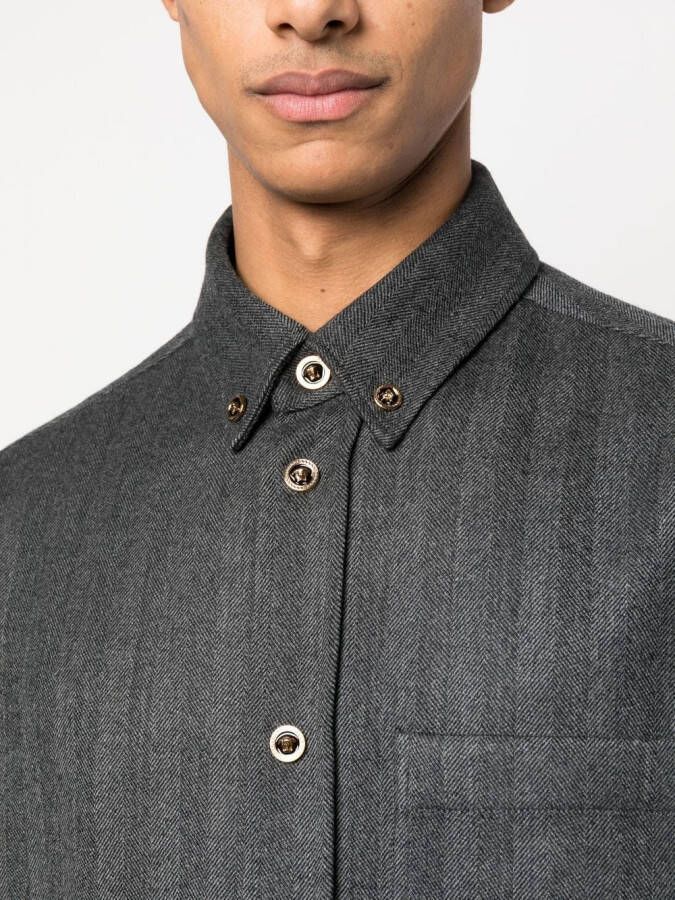 Versace Kasjmier shirtjack met visgraatpatroon Grijs