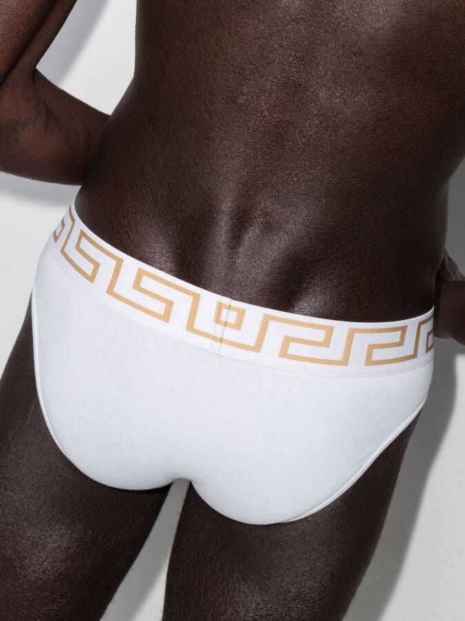 Versace Slip met logo (set van drie) Wit