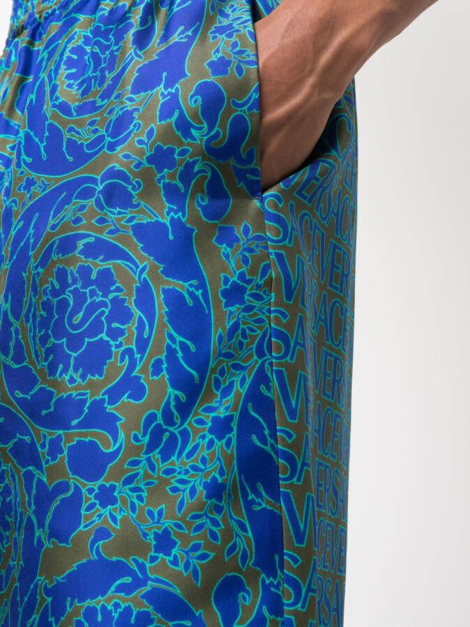 Versace Shorts met abstracte print Blauw