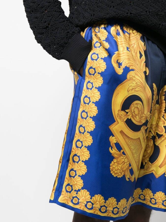 Versace Shorts met barokprint Blauw