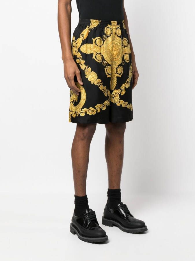 Versace Shorts met barokprint Zwart
