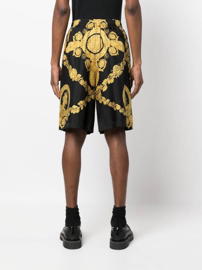 Versace Shorts met barokprint Zwart