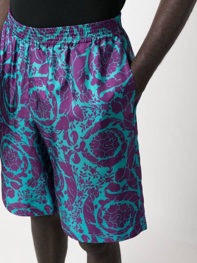 Versace Shorts met borduurwerk Blauw