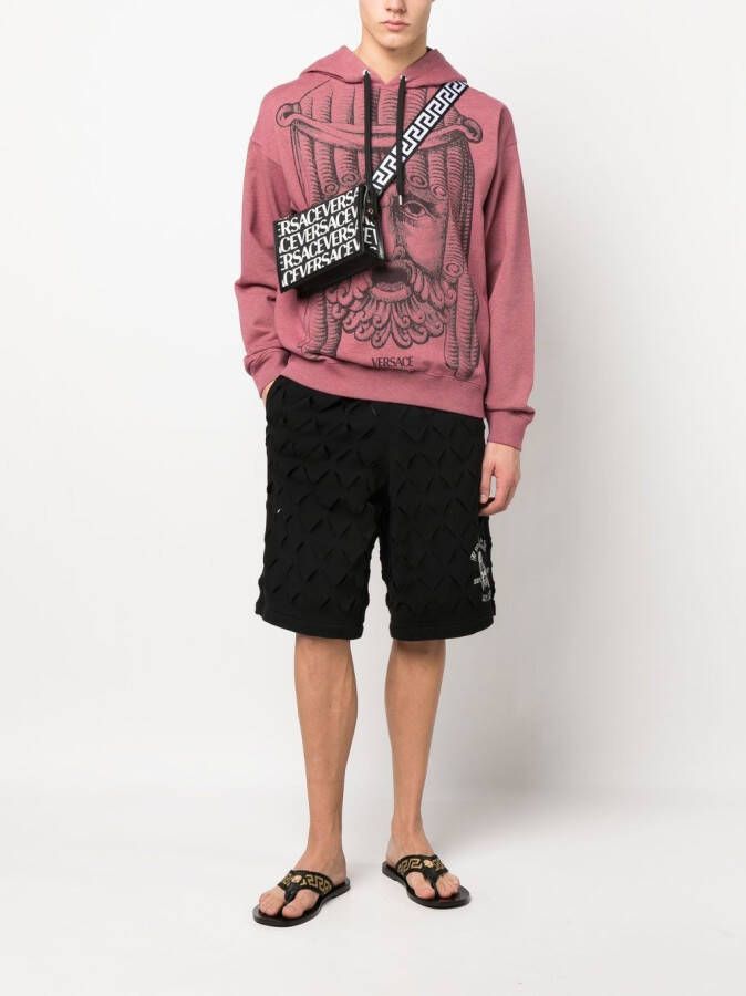 Versace Shorts met logoprint Zwart