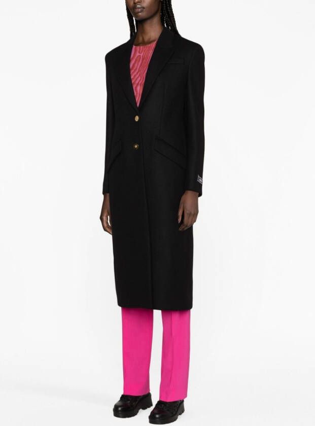 Versace Jas van wolblend met enkele rij knopen Zwart
