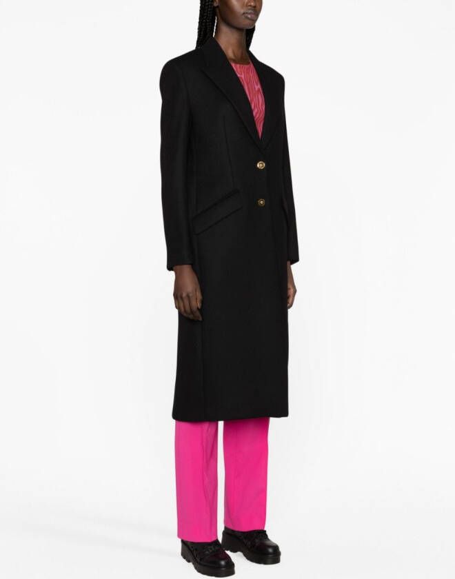 Versace Jas van wolblend met enkele rij knopen Zwart