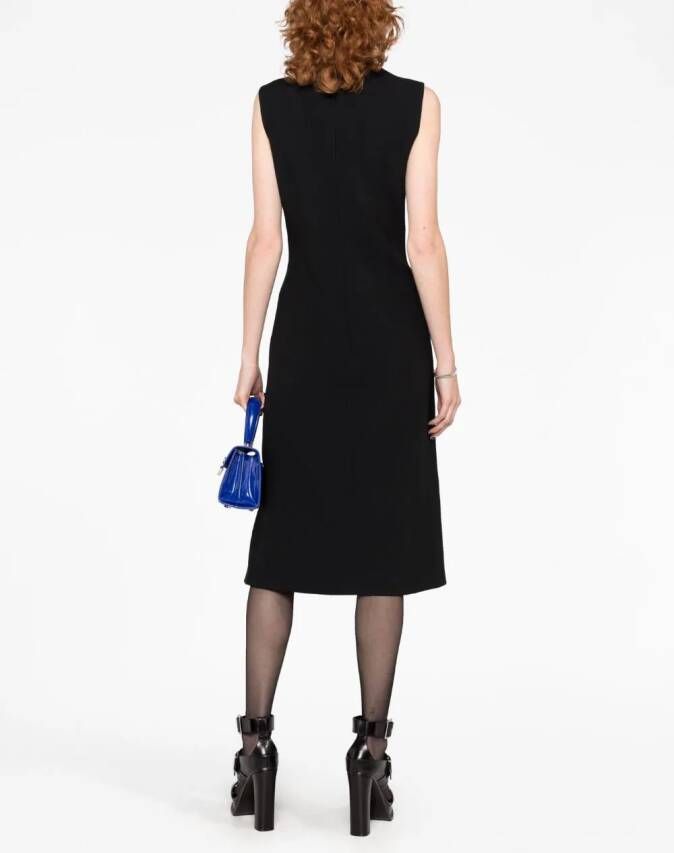 Versace Mouwloze midi-jurk met boxplooi Zwart