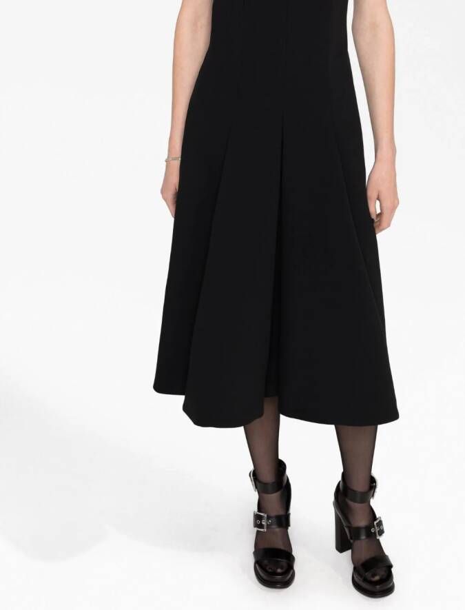 Versace Mouwloze midi-jurk met boxplooi Zwart