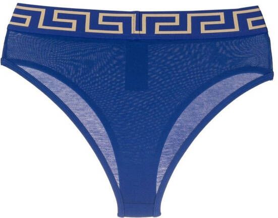 Versace High-waist slip met Greca patroon Blauw