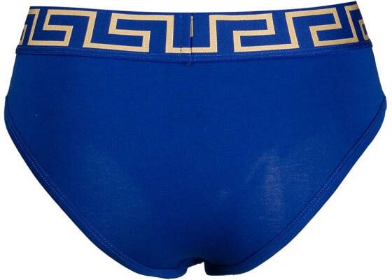 Versace Slip met Greca-afwerking Blauw