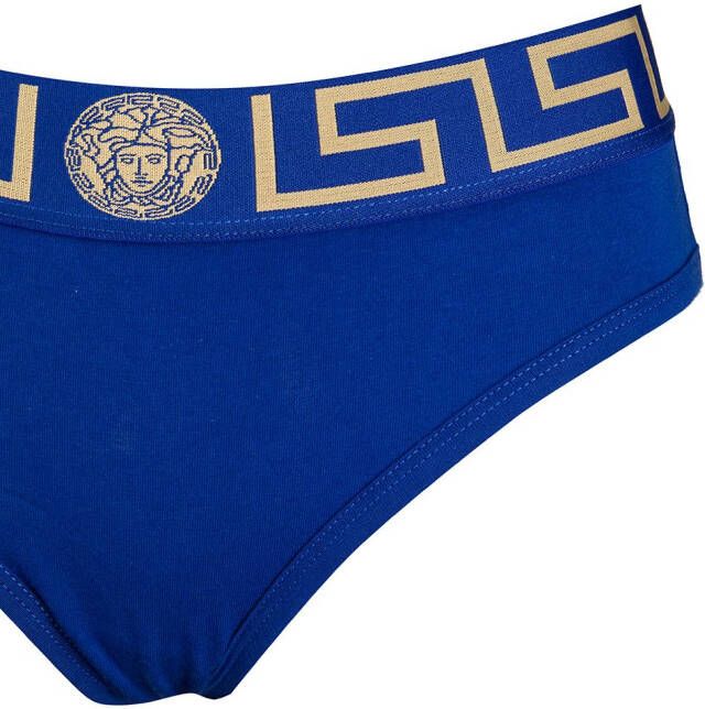 Versace Slip met Greca-afwerking Blauw