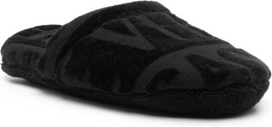 Versace Slippers met logo Zwart