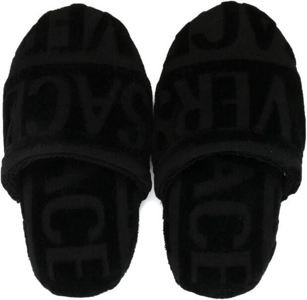 Versace Slippers met logo Zwart