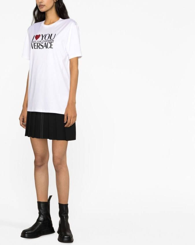 Versace T-shirt met tekst Wit