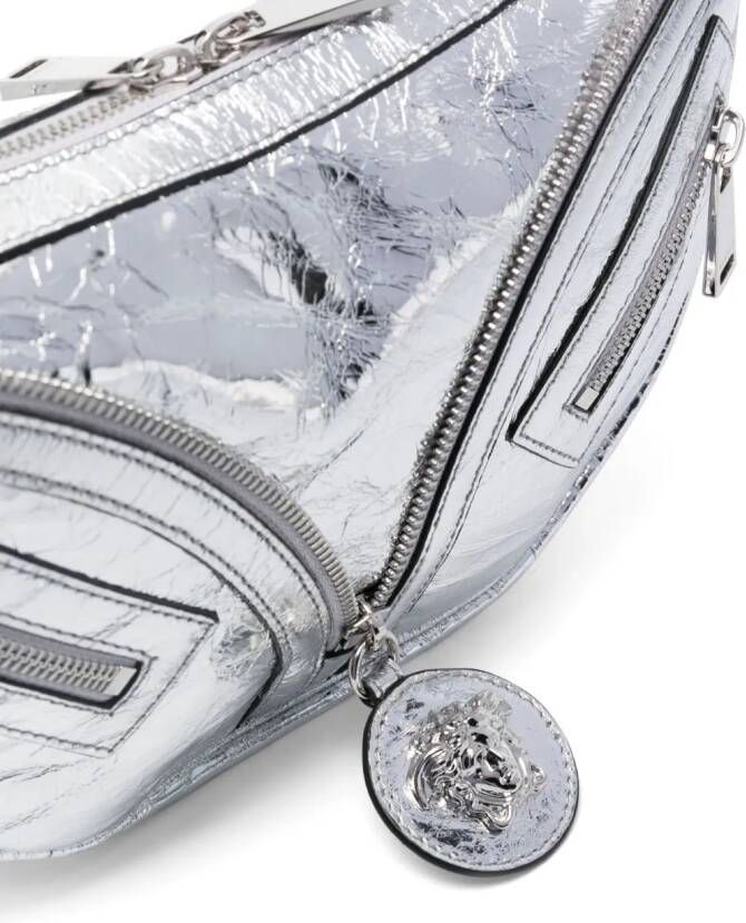 Versace Repeat kleine schoudertas met metallic-effect Zilver
