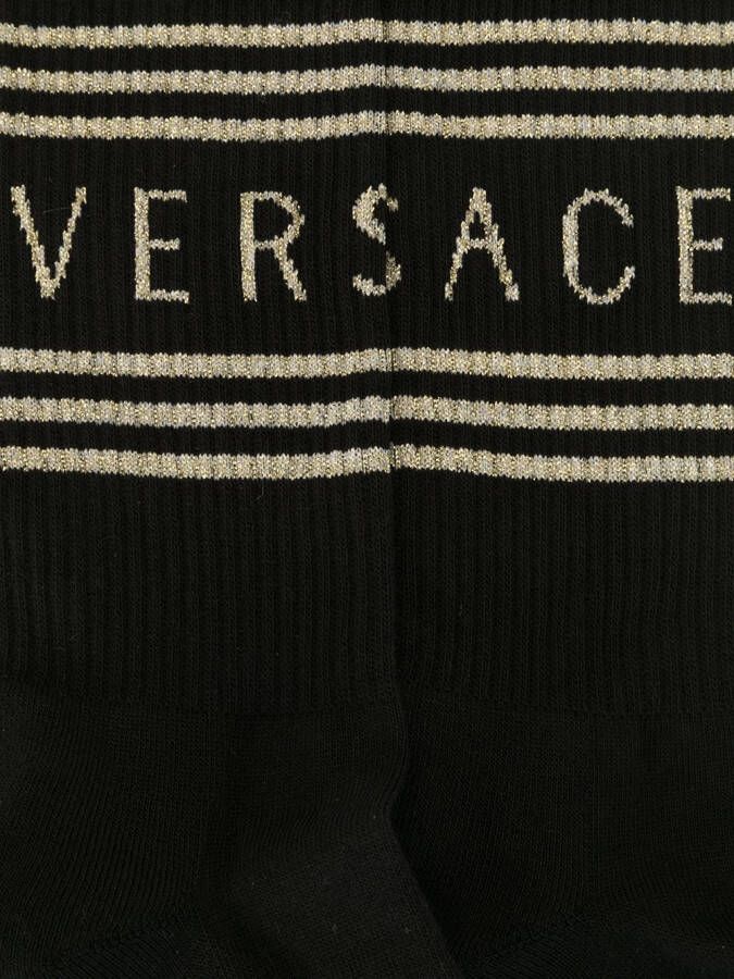 Versace 1990s geribbelde sokken met logo Zwart
