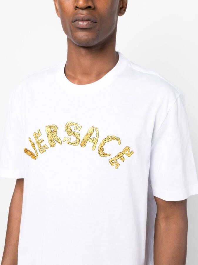 Versace Seashell Baroque katoenen T-shirt met print Wit